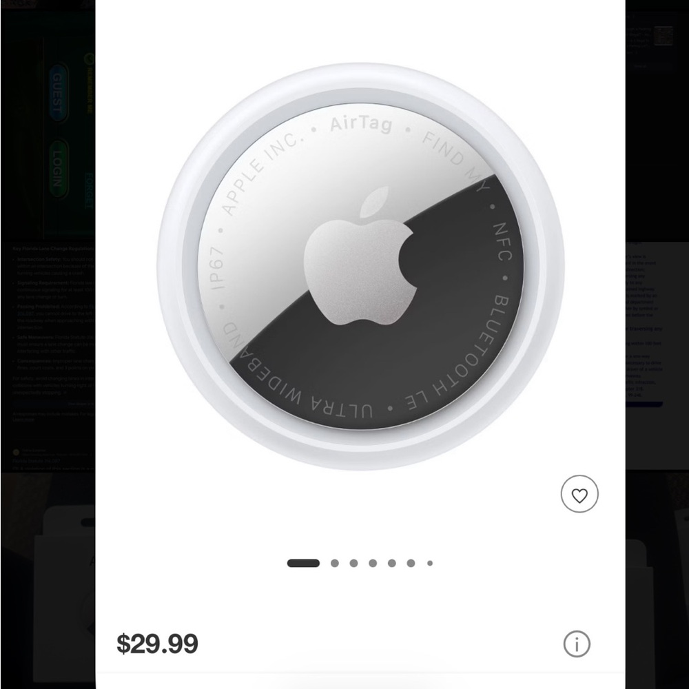 Apple AirTag in White and Silver Finish 2nd Generation